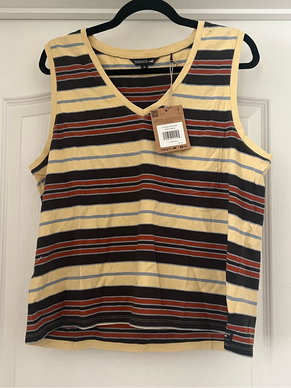 Toad&Co Grom V-Neck Straw Stripe Tank - XL